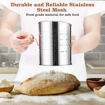 Electric Flour Sifter, 4 Cup Battery Operated Handheld Sifter for Baking
