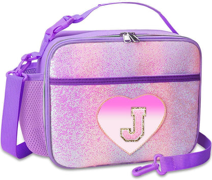 RHCPFOVR Kids Initial Lunch Bag - Insulated Lunch Box for Boys Girls,Washable Lunch Bag and Reusable Toddler Leak-proof Lunchbox for School and Daycare - Colors B