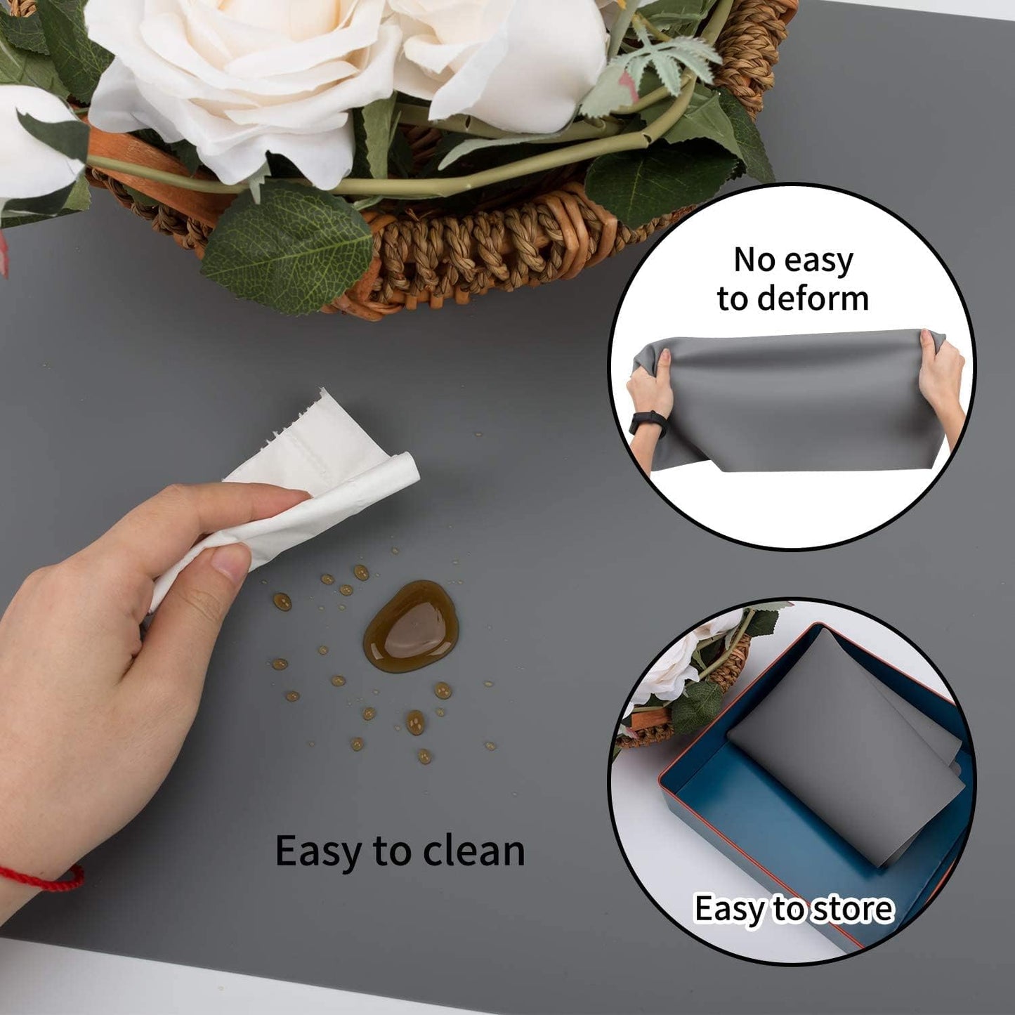 Extra Large Silicone Mats for Kitchen Counter, 27.6'' x 19.7'' Nonskid Silicone Placemats for Kids, Nonstick Purple Silicone Mat for Baking Crafts, Silicone Dab Mat Heat Resistant, 1Pack - Colors B