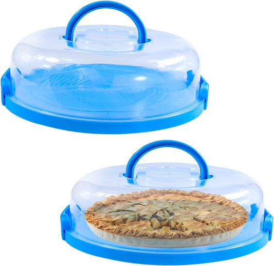 2Pcs Pie Carrier with Lid Portable Cheesecake Carrier 12 Inch Cupcake Cake for Thanksgiving Party Baby Shower Christmas (White)