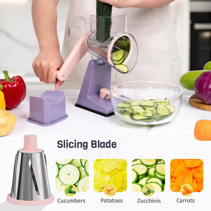 Upgraded Rotary Cheese Grater, Hand Crank, Pinkish Purple
