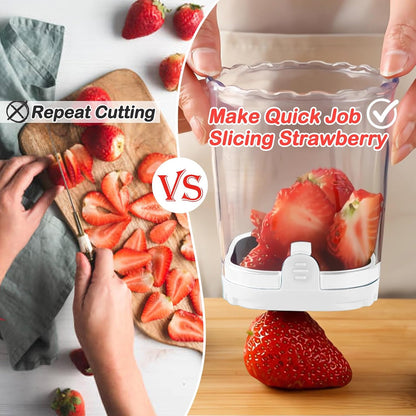Creative Strawberry Slicer, Detachable Cutter with Push Plate (White)