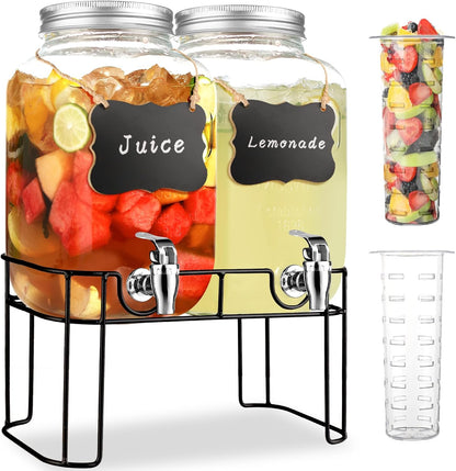 1 Gallon Glass Drink Dispensers For Parties，Lemonade Beverage Dispenser With Stand And Spigot For BBQ, Picnic, Party,Laundry Detergent Dispenser
