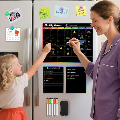 MaxGear 4 Pack Magnetic Fridge Calendar Set, 15" x 11.5" Dry Erase Whiteboard Calendar for Refrigerator, Includes Monthly, Weekly, List and Small Board with 5 Markers, 1 Eraser and 5 Magnets