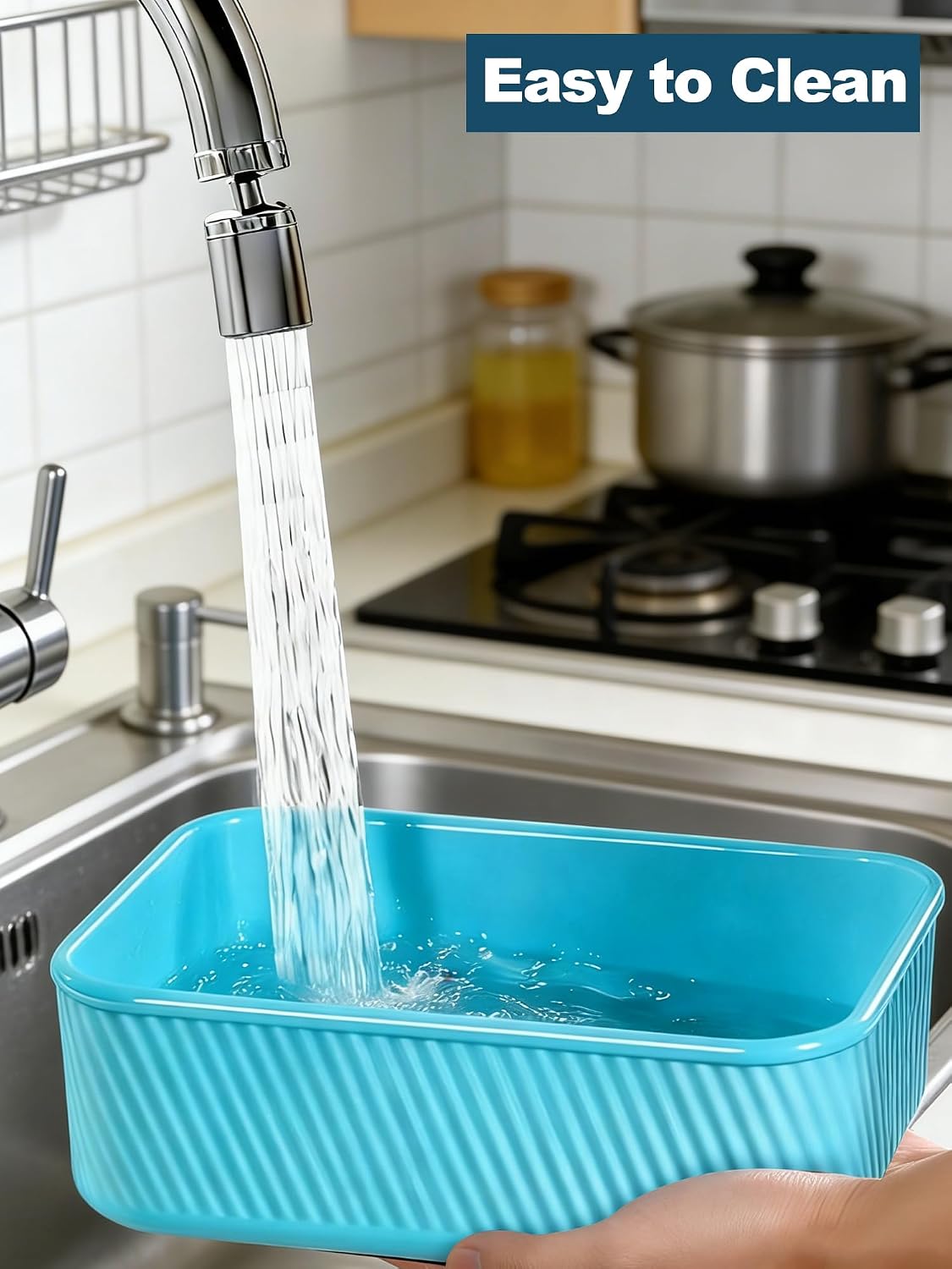 4 PCS 3.5 Cup Silicone Freezer Trays with Lid, Durable Silicone Soup Freezer Molds for Meal Prep and Food Storage, Reusable Freezer Containers for Soups Sauces Stews Curries (Lake Blue)
