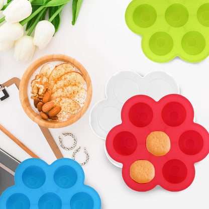 3 Pcs Egg Bites Silicone Mold Air Fryer Accessories Food Grade Big 7 Cups Mini Muffin Pan Food Silicone Freezer Molds with Lid for Baking Egg Bite Cupcake Mini Muffins Tart Bread