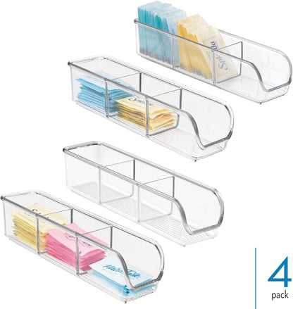 iDesign Plastic Packet and Tea Bag Organizer, Clear | Kitchen Storage Container, For Sugar, Salt, Pepper, Sweeteners, Tea Bags, Spices, The Linus Collection
