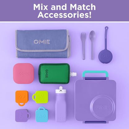 OmieBox Bento Box for Kids - Insulated Bento Lunch Box with Leak Proof Vacuum Insulated Food Jar - 3 Compartments, Two Temperature Zones (Blue Sky)