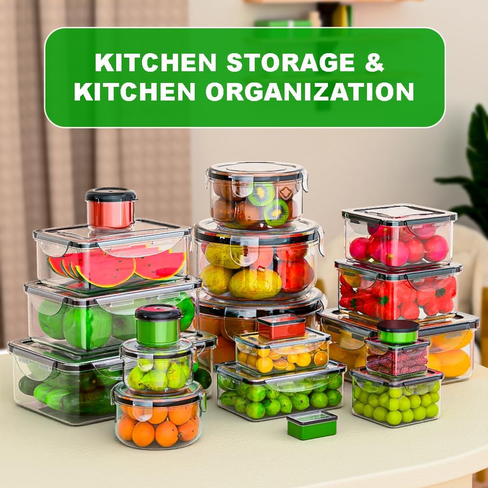 62 Pcs Large Food Storage Containers with Lids Airtight,Total 656OZ(31 Containers &31 Lids), Reusable BPA-Free Plastic Food Container for Kitchen Organization, Leakproof Meal-Prep Containers for Lunch