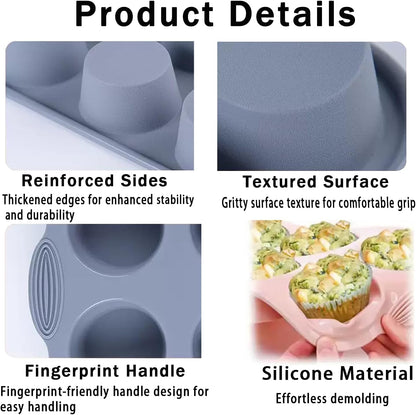 3 Pack 6 Cup Silicone Muffin Pan Set with 18 Reusable Silicone Baking Cups,Nonstick Silicone Cupcake Pan for Baking Muffins,Cupcakes,Easy Release & Dishwasher Safe