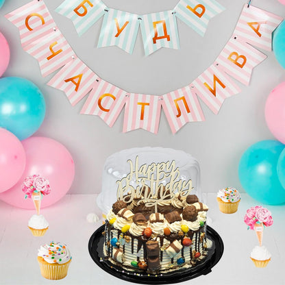 5pcs Round Cake Carriers for Transport Plastic Disposable Cake Containers Carriers with Dome Lids and Cake Boards Clear Bundt Cake Boxes (10inch)
