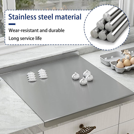 316 Stainless Steel Cutting Mat with Raised Lip and Non Slip Silicone Pad for Kitchen Countertop Chopping Meat Slicing Fruit Dicing Vegetable Easy Cleaning 300 * 400 * 1.5mm 316 stainless steel