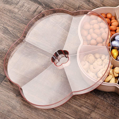 Storage Box Snacks Storage Box Flower Shape Snack Serving Tray Candy Serving Container 6 Compartments Divided Snack Plate With Lid ()