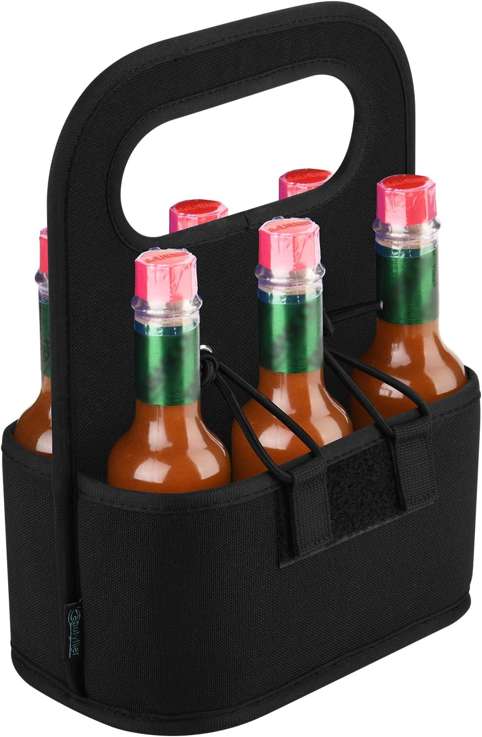 Beautyflier 6-bottle Carrier for Hot Sauce Bottles, Holds Standard 5oz Bottles, Condiment Holder for Oil, Sauces, Vodka, Ketchup, Tabasco, Honey for the Hot Sauce Lover Fan, Holder Only