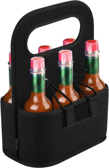Beautyflier 6-bottle Carrier for Hot Sauce Bottles, Holds Standard 5oz Bottles, Condiment Holder for Oil, Sauces, Vodka, Ketchup, Tabasco, Honey for the Hot Sauce Lover Fan, Holder Only