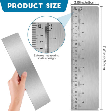Nuenen Cake Scraper Smoother Metal with Scale Baking Comb Tool, 12 Inches
