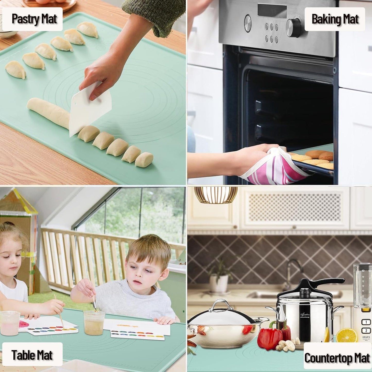 Silicone Baking Mat, 24"X16" Extra Large Non-stick Silicone Mat With High Edge, Food Grade Silicone Dough Rolling Mat For Making Cookies, Macarons, Multipurpose Mat, Countertop Mat, Placemat