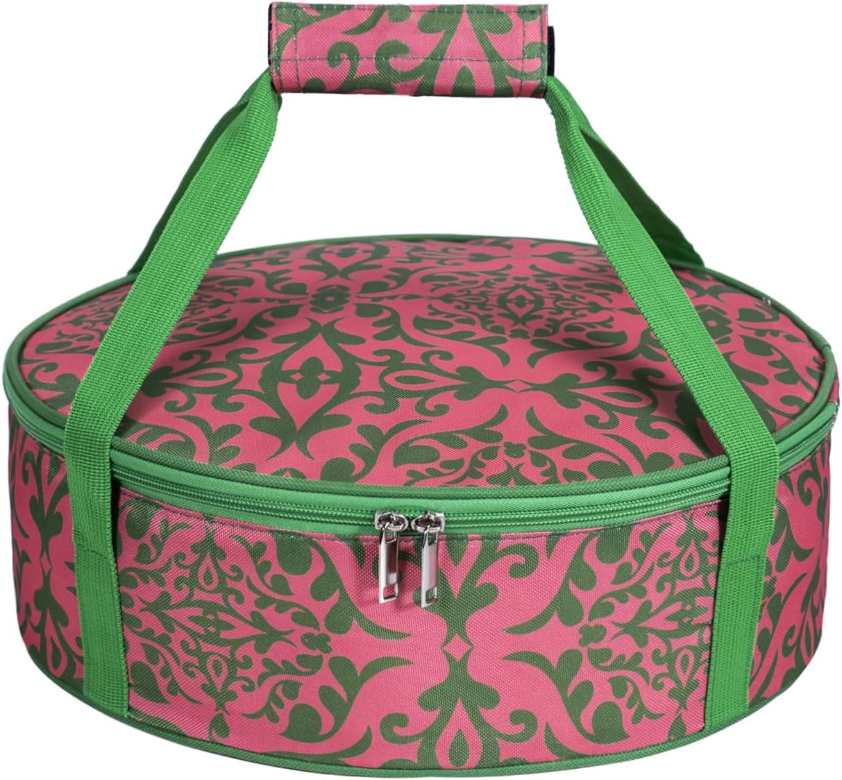 Round Insulated Pie Carrier – Thermal Portable Lunch Transport Cheesecake Cake Dish Container Bag Keep Food Hot/Cold/Fresh for Potlucks Parties Gathering/Cookouts/Church Dinner/Outdoor Events-Red