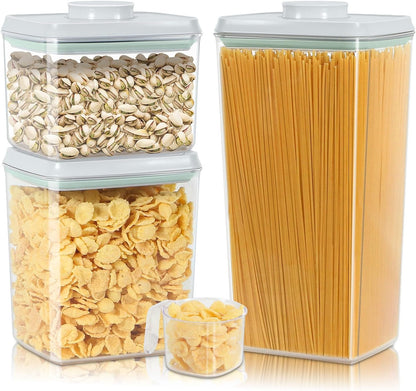 TBMAXS Versatile Storage Container Bin with Pop-up Lid & Scoop, Rice Flour Container Dog Cat Food Storage Container, Laundry Room Organization Household Essentials Kitchen Pantry Organizers