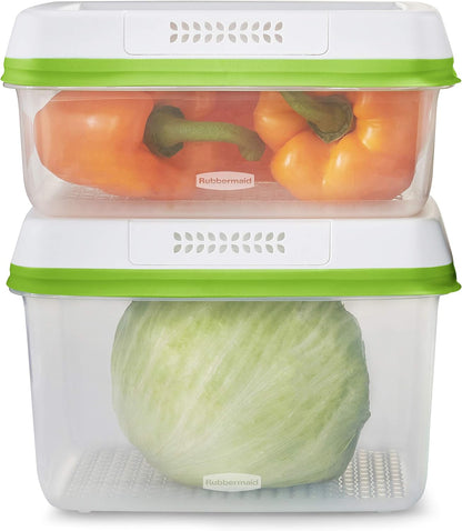 Rubbermaid FreshWorks Produce Saver, Medium and Large Storage Containers, 8-Piece Set, Set of 4, Med & Lg, Clear