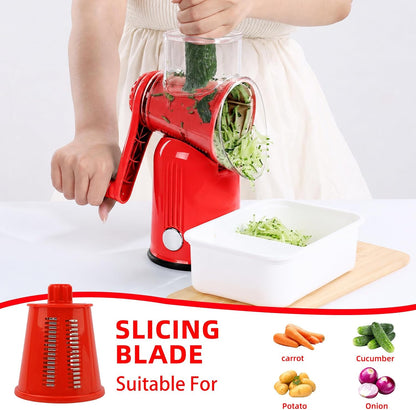 Rotary Cheese Grater with Handle, 5 Replaceable Blades(Green)