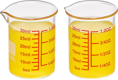 Ackers Mini Glass Measuring Beaker Set, Borosilicate, 2oz 4oz 8oz Measuring Cups