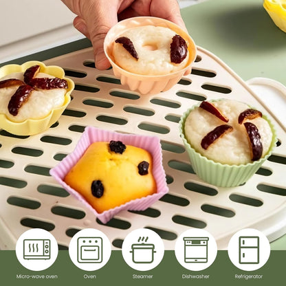 12er Pack Silicone Cupcake Molds,Reusable Baking Cups Molds Washable for Oven Microwave Dishwasher (Flower shape)