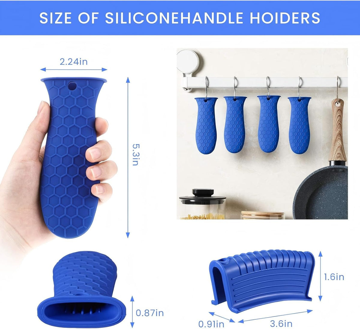 Patelai 8Pcs Silicone Cast Iron Handle Cover,Black