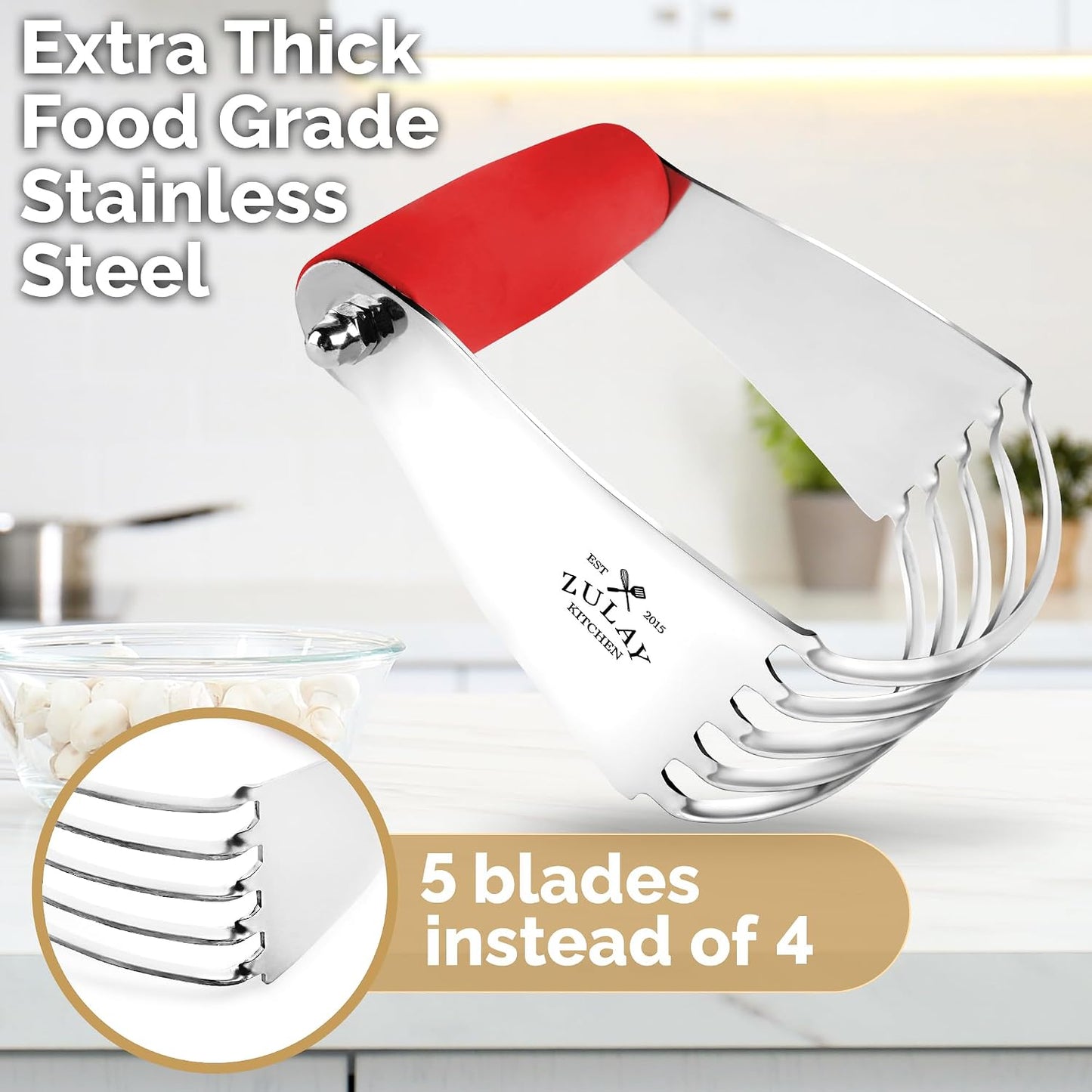 Zulay Premium Multi-purpose Stainless Steel Bench Scraper & Chopper, Easy to Read Etched Markings for Perfect Cuts, Quick & Easy Multi-use Dough Scraper, Dough Cutter & Pastry Scraper (Black)