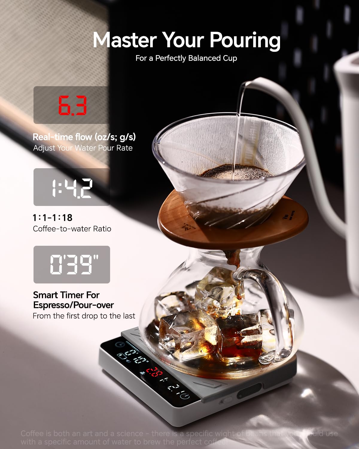 Walnut Coffee Bean Scale Set with Spritzer, Coffee Lover Gifts