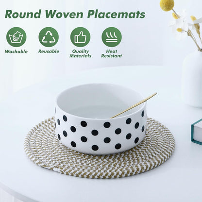 8 Inch Cotton Rope Trivets for Hot Dishes Set of 8 Heat Resistant Mats for Countertop Potholders for Kitchens Trivets for Hot Pots and Pans and Quartz Countertops Farmhouse Kitchen Décor, Mixed Brown