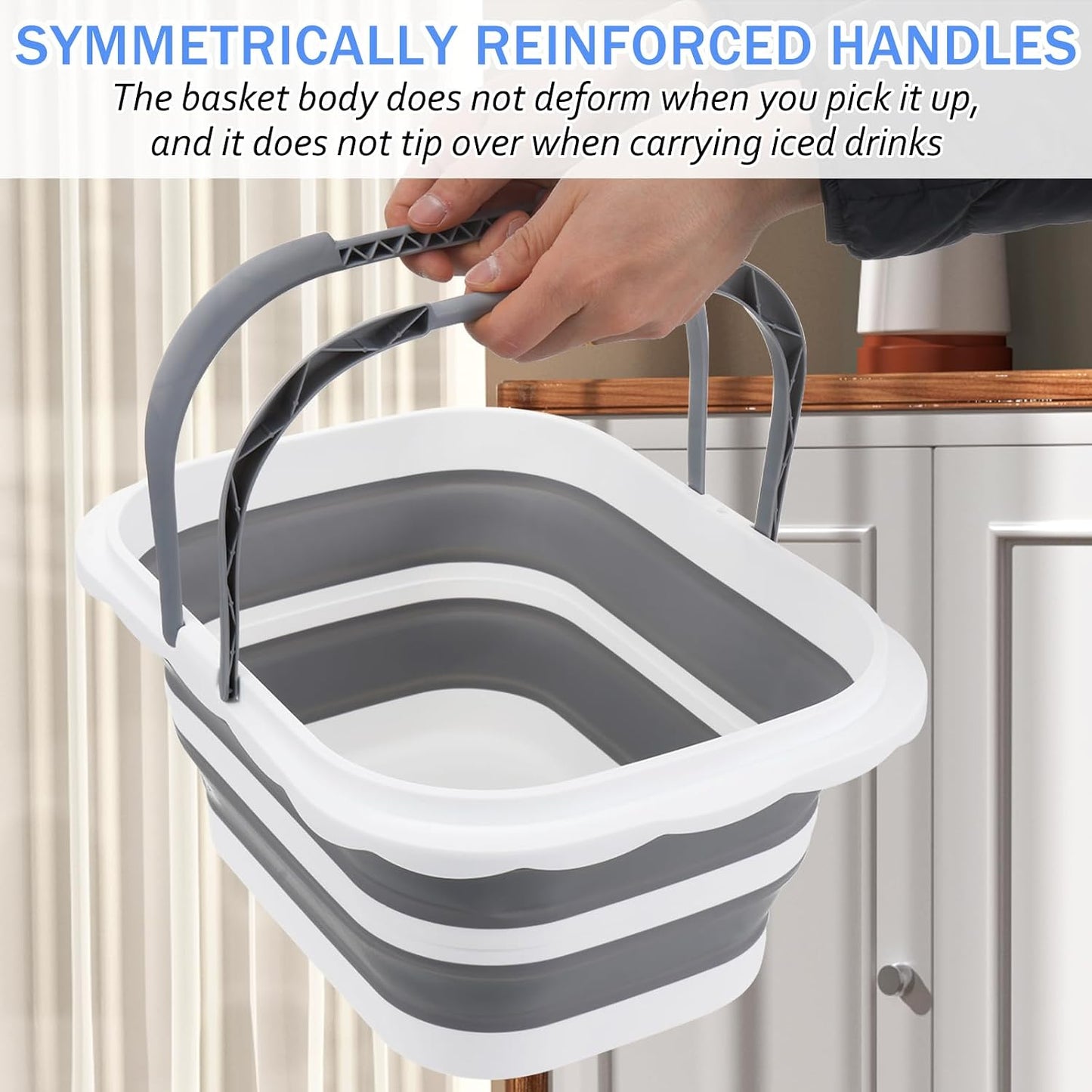 2 Pack Ice Buckets for Parties, Foldable Beverage Tub, Collapsible Ice Bucket for Wine/Beer/Champagne, Large Beer Ice Buckets Drink Cooler, Space Saving Ice Storage Tub Ice Cube Bin (8.5L*2)