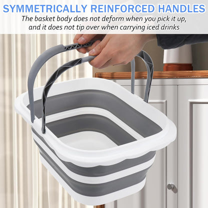 2 Pack Ice Buckets for Parties, Foldable Beverage Tub, Collapsible Ice Bucket for Wine/Beer/Champagne, Large Beer Ice Buckets Drink Cooler, Space Saving Ice Storage Tub Ice Cube Bin (8.5L*2)