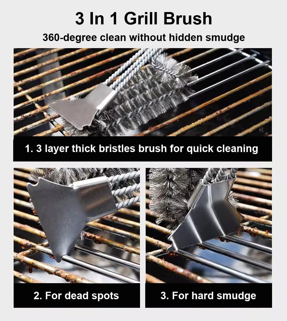 Grill Brush Grill Cleaning Kit, Grill Cleaner BBQ Grill Accessories Grill Rescue Brush Grill Brush Bristle Free, Grill Brush for Outdoor Grill BBQ Brush for Grill Cleaning (D23)