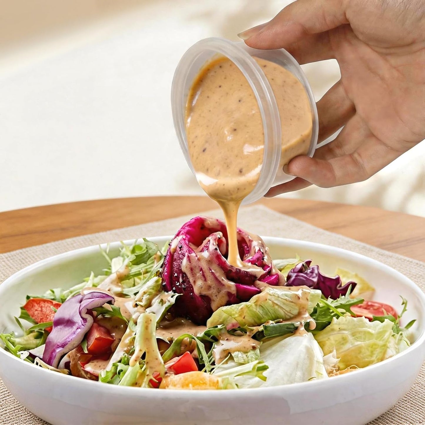 Freshmage Salad Dressing Container to Go, [6 Pack] 2.7 oz Small Condiment Containers with Leakproof Lids for On-the-Go Meals, Reusable Sauce Containers BPA-Free