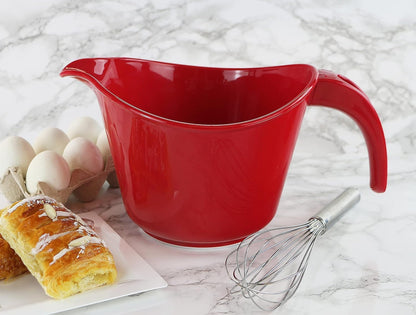 Batter Bowl With Pour Spout, Non-Slip Base,Space Saving Detachable Handle with Lid, 2 QT Heavy Duty BPA-Free Microwave & Dishwasher Safe (Fresh Lemons)