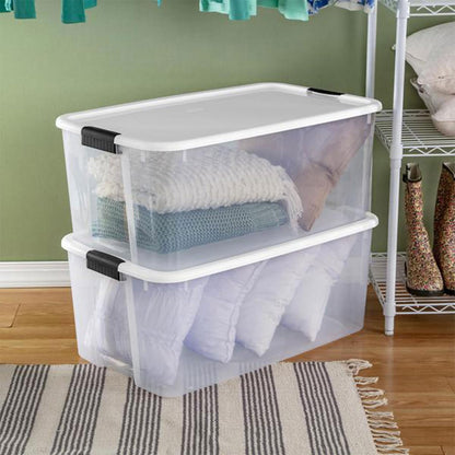 Sterilite 6-Pack Ultra Latching Box, Storage Bins with Lids, Clear Plastic, 18 Qt – Large Heavy-Duty Organizing Bin Containers for Home, Closet, Kitchen, Pantry, Bathroom, and Office