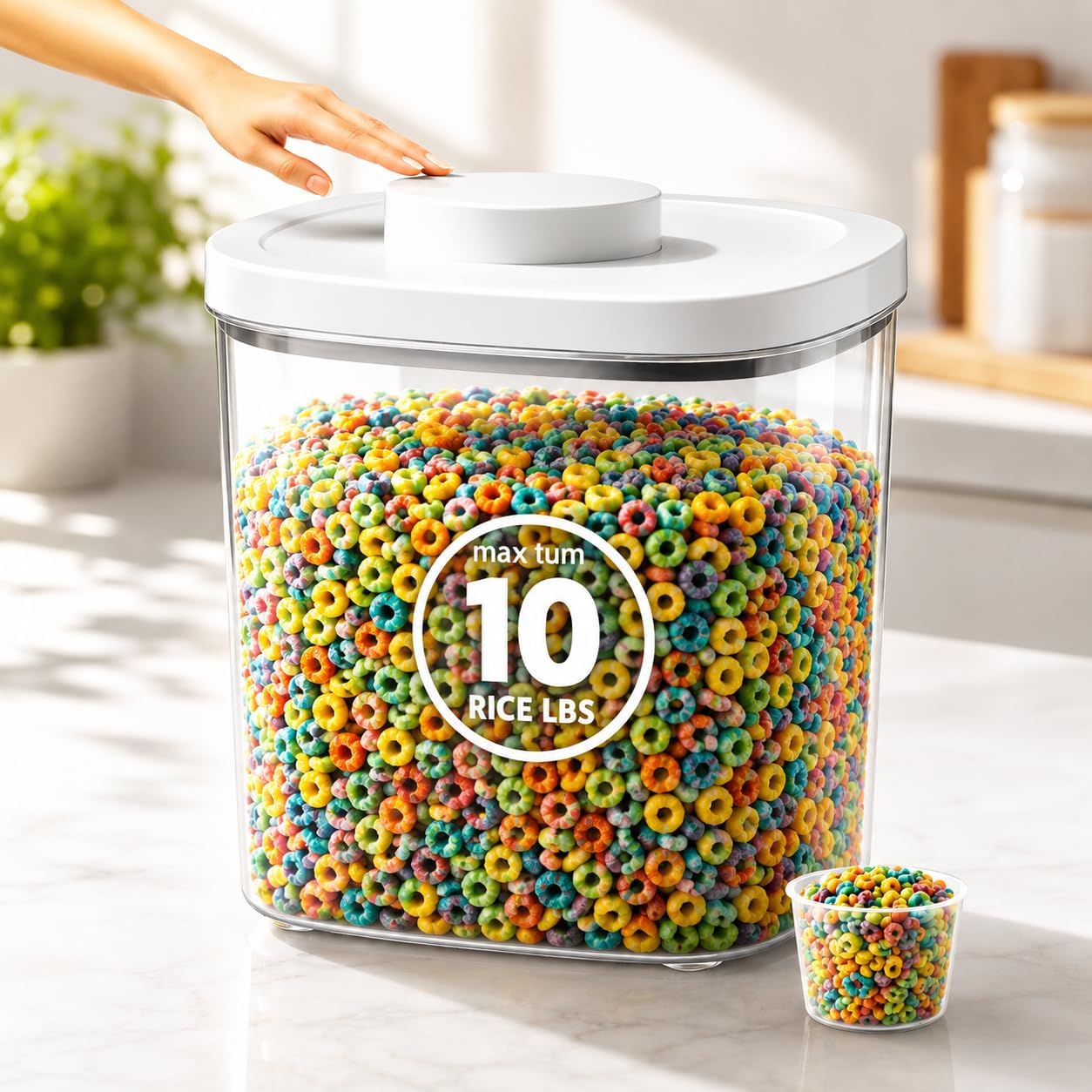 25 Lbs Airtight Rice Dispenser, Rice Storage Container,Dry Food Holder for Flour, Sugar, Cereal, Dog & Cat Food, Kitchen Pantry Organization