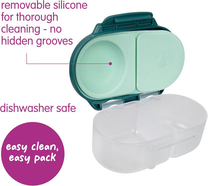 b.box Snack Box 2-Pack - Leak Proof Mini Bento Box for Kids & Toddlers, 2 Compartment Snack Containers for Kids, Dishwasher Safe, BPA-Free, PFAS-Free, Ages 4mo+, 1 3/4 Cup Each (Strawberry + Lilac)