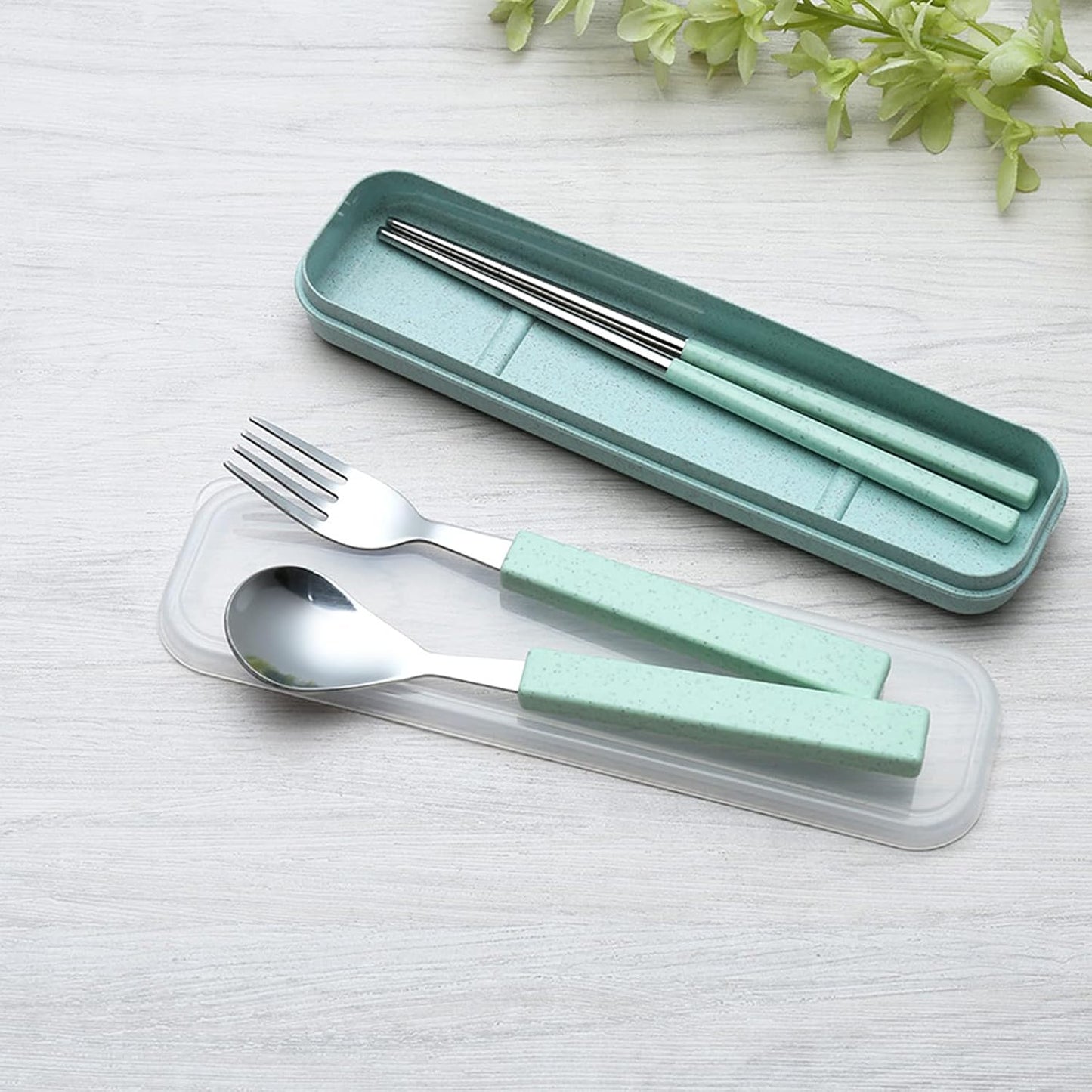 VANRA 3-Piece Children Utensils Set 18/10 Stainless Steel Child Flatware Set Silverware Knife Spoon Fork Set with Travel Case for Kids Lunch Box