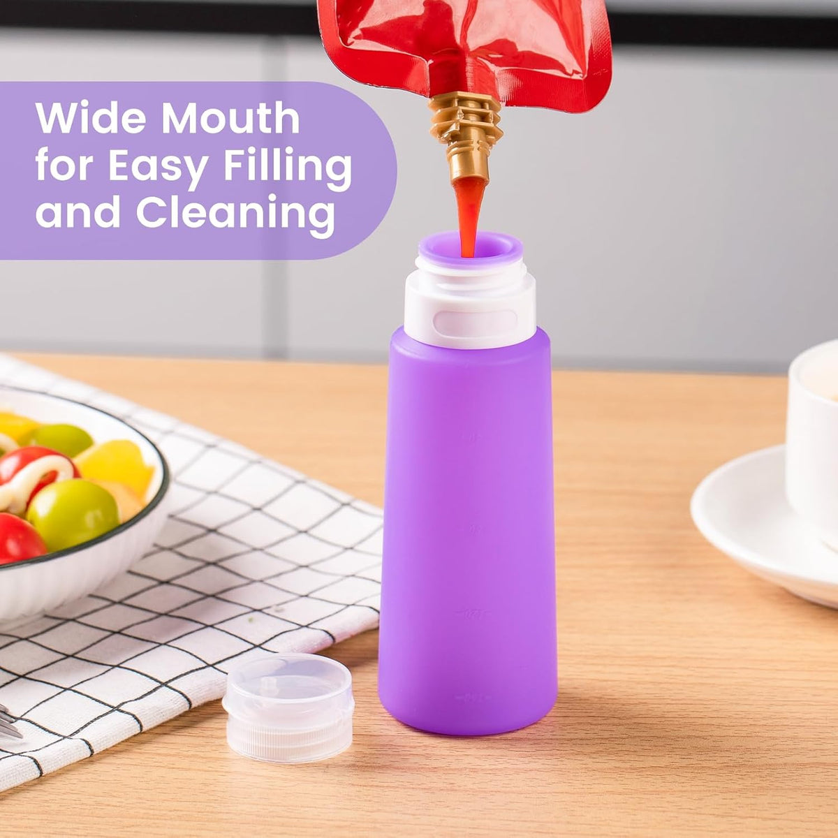 MICEBAY 2 oz Condiment Squeeze Bottles, Leakproof Salad Dressing Container
