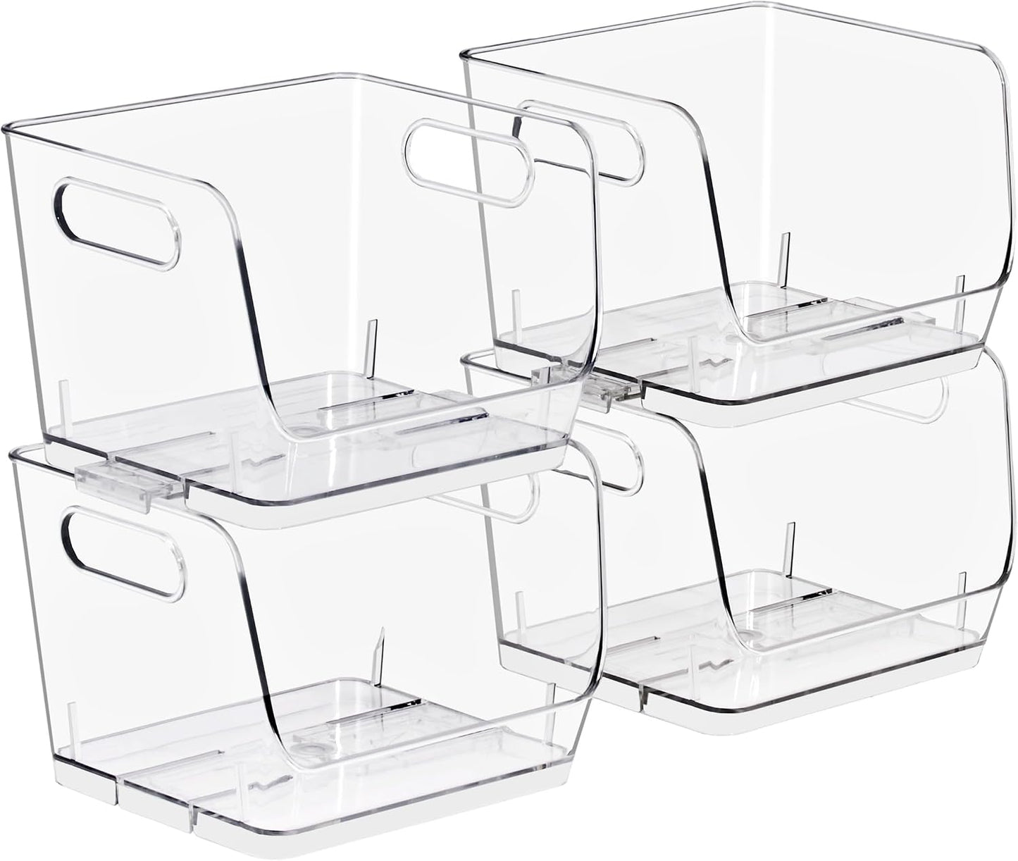 Sorbus Stackable Storage Bins Open Front - Clear Stackable Storage Bins - Pantry Bins for Storage and Organization - Acrylic Stackable Bins for Kitchen - Clear Pantry Organizer Bins (Medium 2 Pack)