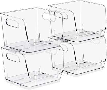 Sorbus Stackable Storage Bins Open Front - Clear Stackable Storage Bins - Pantry Bins for Storage and Organization - Acrylic Stackable Bins for Kitchen - Clear Pantry Organizer Bins (Medium 2 Pack)