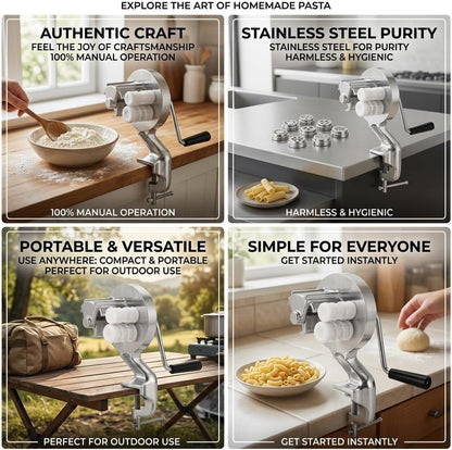 Manual Macaroni Maker, Pasta Maker Machine Pasta Maker Stainless Steel Hand Cranking Noodles Pressing Machine Kitchen Supply