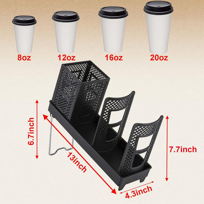 Tirifer Cup and Lid Holder, Disposable Paper Cup Dispenser with Stand, 6 Slots Coffee Cup and Lid Storage Organizer for Coffee Station Bar Office Home Countertop Breakroom Restaurant