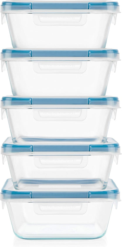 Snapware Glass Total Solutions (12-Pack) Food Storage Containers Set, (1, 2 & 4 Cup), Airtight & Leakproof Plastic Locking BPA-Free Lids, Freezer Dishwasher Microwave Safe