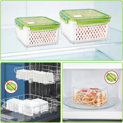 12 Pieces Fruit Storage Containers For Fridge with Removable Colanders