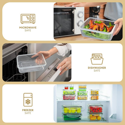 HOMETALL 40 PCS Food Storage Containers with Lids Airtight, 100% Leakproof Plastic Meal-Prep Containers Reusable(20 Containers & 20 Lids),Microwave and Dishwasher Safe, Includes Labels & Pen