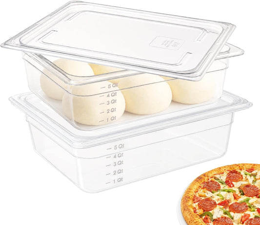 2 Pack 6L Stackable Pizza Dough Proofing Container with Lid