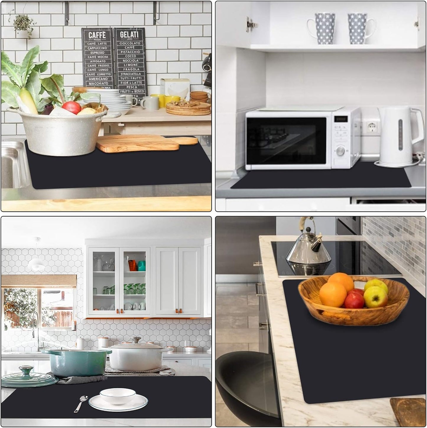 Gartful Extra Large Silicone Mats for Countertop, 28" by 20" Multipurpose Mat, Counter Table Protector, Desk Saver Pad, Placemat Nonstick Nonskid Heat-Resistant Pad, Black